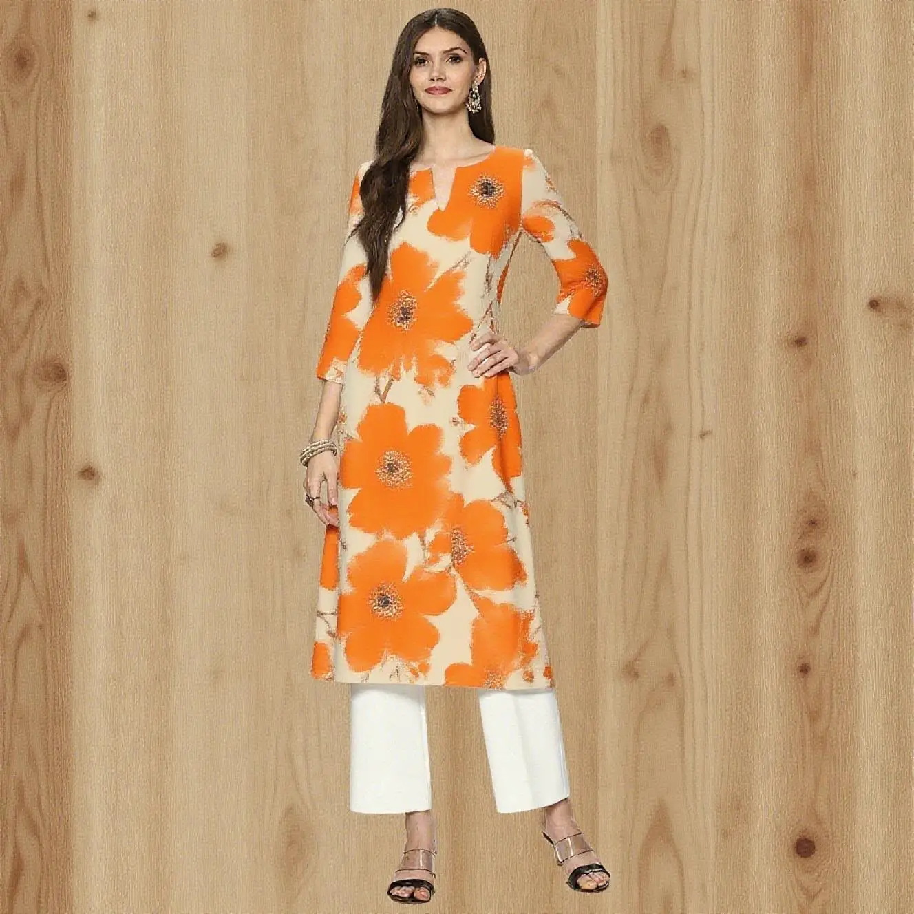 Abito musulmano Kurt Abito da donna alla moda ed elegante a tubo dritto casual girocollo con motivo floreale colorato Abiti Lunghi