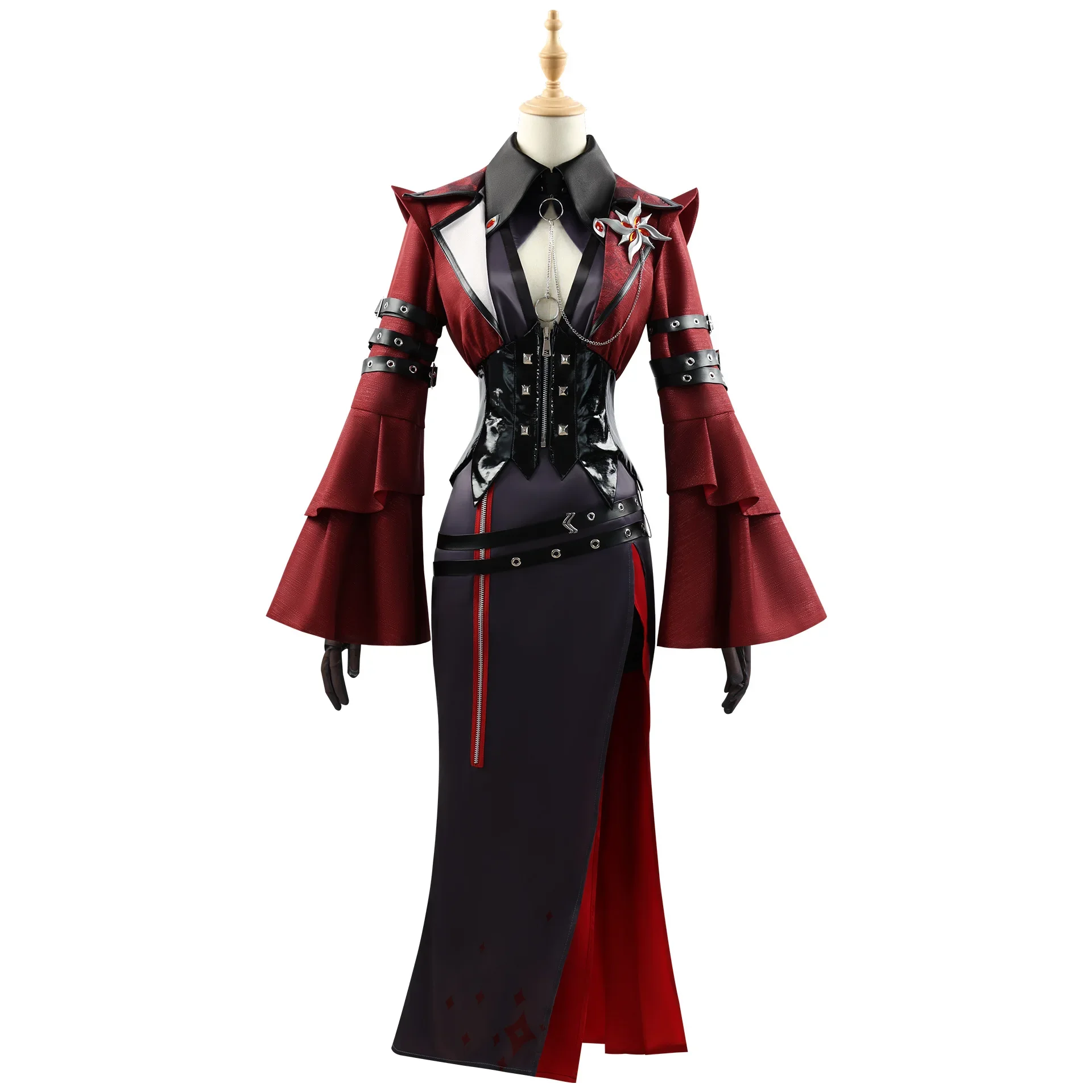 Genshin Impact Arlecchino Cosplay Costume pour femme, robe de nuit rouge, tenues de perruque, fête de carnaval de Noël, uniforme de jeu en plis