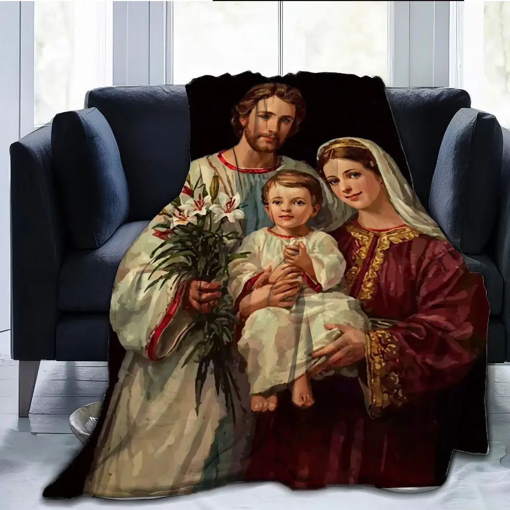 Mary, Joseph - Religion Flannel printed blanket suitable for all seasons suitable for living room office sofa and travel