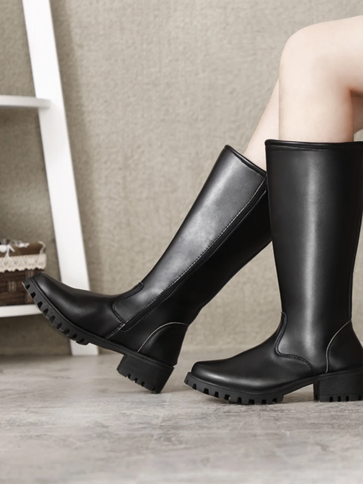 Men's High-Tube  Boots Cotton-Enhanced Leather Shoes Cosplay  Riding Boots Drill Captain Boots Fashionable Boots