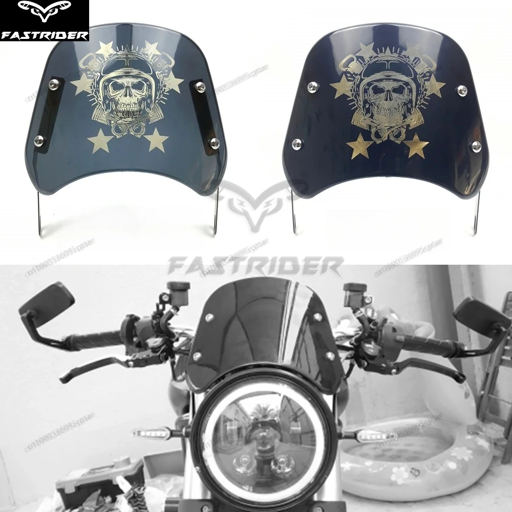 Universal Retro Motorcycle Headlight Windscreen Wind Deflector Fairing Instrument Visor for Honda Yamaha Kawasaki Cafe Racer
