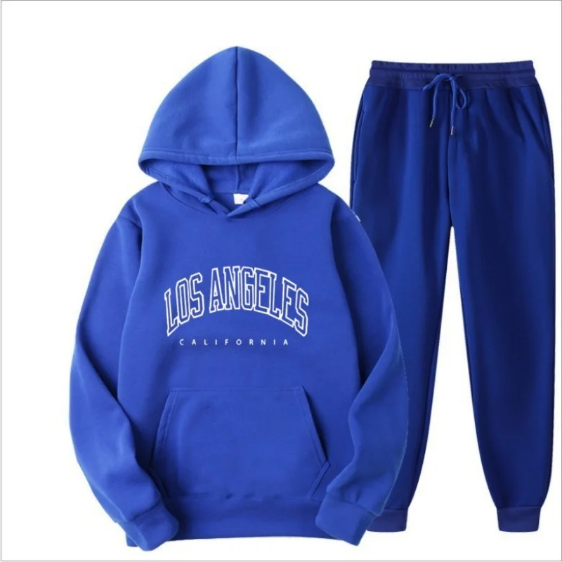 Gli uomini e le donne primaverili e invernali possono pullover con cappuccio + pantaloni da jogging in due pezzi hip hop sportswear suit fashion