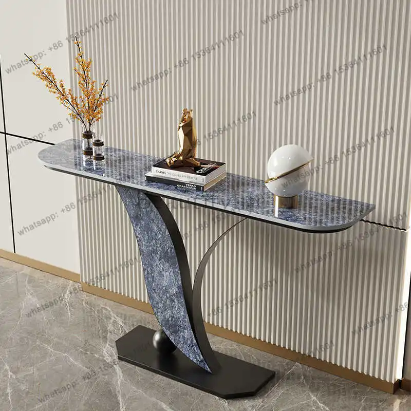 Light luxury entrance cabinet, high-end rock slab living room, modern simple entrance table