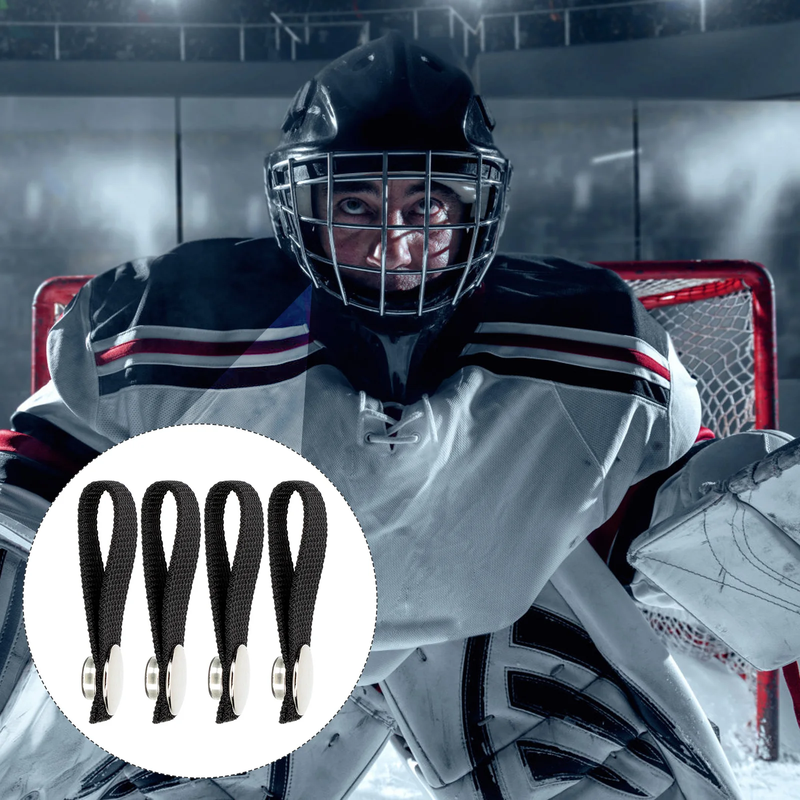 Sottogola da hockey da 4 pezzi, cinturino elastico sostituibile staccabile in poliestere per parti di ricambio sportive di sicurezza per elmetto protettivo