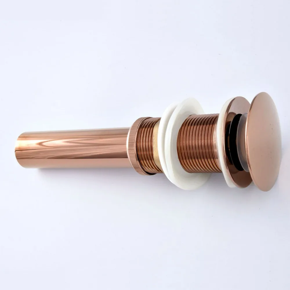 Rose Gold Color Brass Large Round Cap Pop Up Bathroom Sink Basin Waste / Drain Without Overflow Bathroom Accessory msd076
