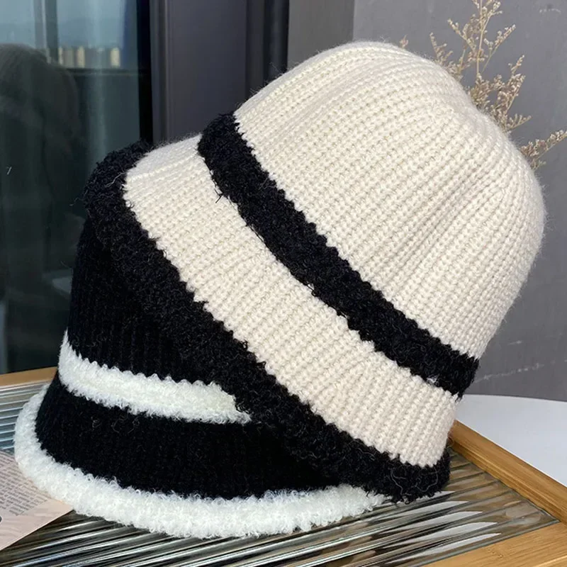 

Fashion Women Patchwork Fisherman's Hat Fall and Winter Simple Women's Woolen Solid Color Warm Basin Simple Pure Color Headwear