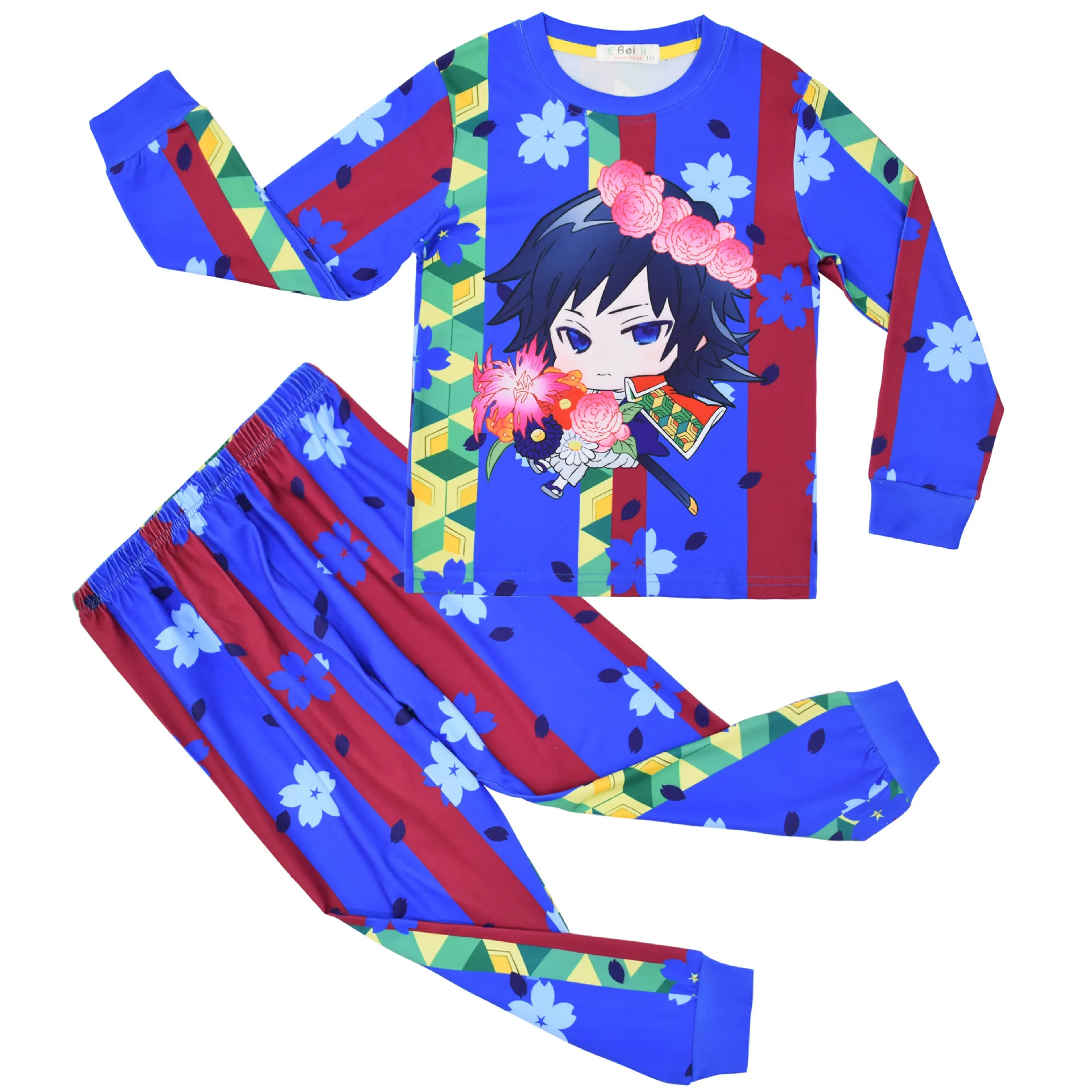 Demon Slayer Anime Toddler Boy Clothes Autumn Pajamas Cotton Long Sleeve T Shirt + Pants Costume Girls Casual Sportswear Set