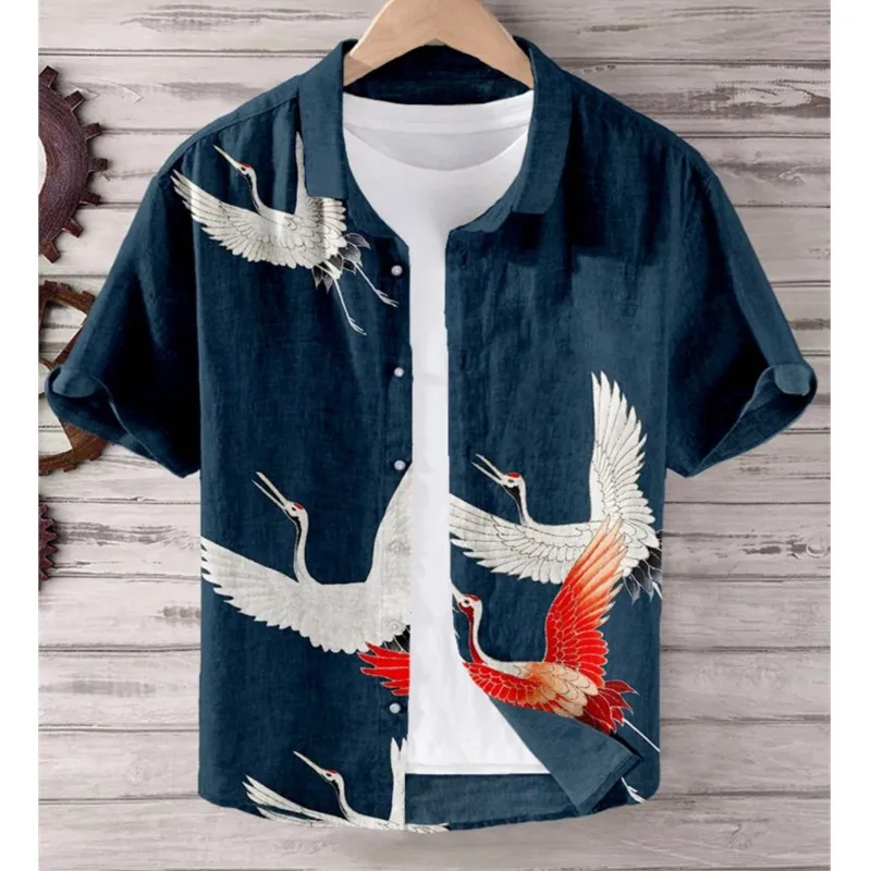 Camicia Uomo Linen Men's Shirt Comfortable Breathable Short Sleeve Shirt Oversized Design Men's Summer Hawaiian Shirt S-5XL