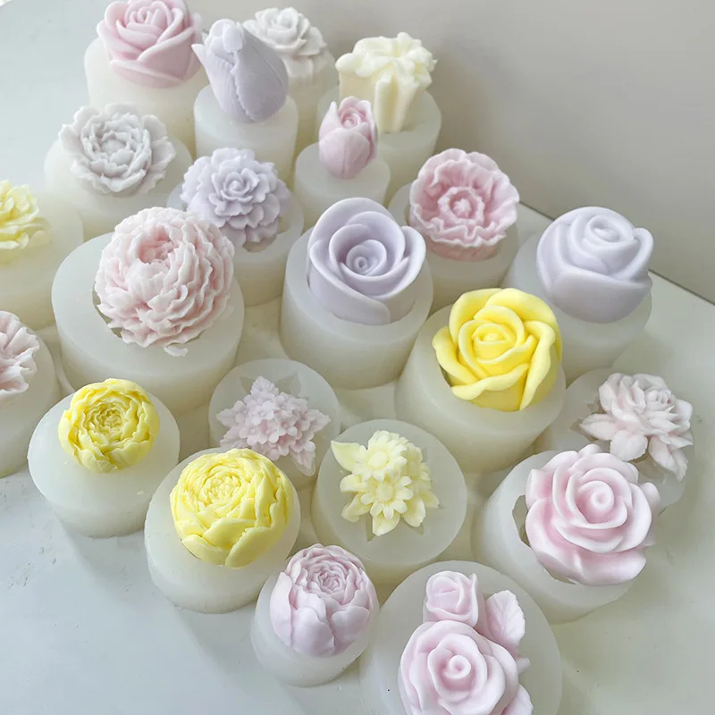 3D Candle Silicone Molds DIY Rose Flower Aromatherapy Candle Soap DIY Mold Tools Moldes De Silicona Para Velas форма для свечей