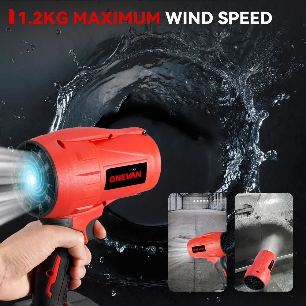 ONEVAN 2000W Brushless Turbo Jet Fan 200M/S Cordless Electric Air Blower Violent Dust Blowing Power Tool for Makita 18V Battery