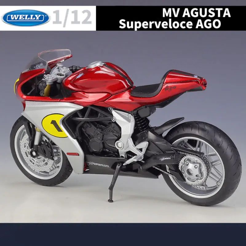 WELLY 1:12 MV Agusta Superveloce Ago Alloy Racing Motorcycle Model Diecast Metal Street Motorcycle Model Simulation Kids Toy Gif