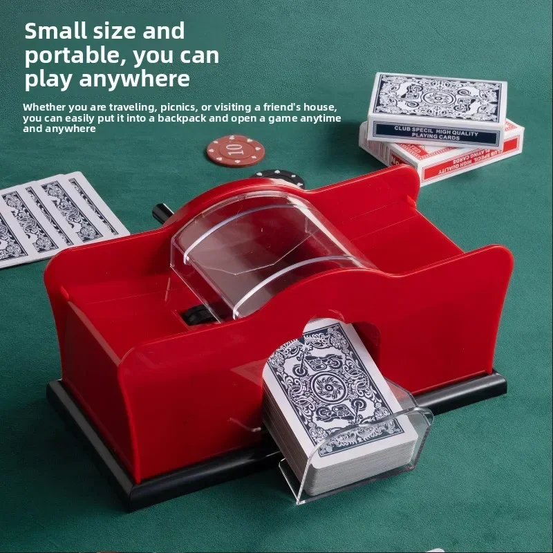 

2-Deck Manual Hand Crank Card Shuffler - Electric-Free for UNO, Skip-Bo, Blackjack & Family Party Card Games