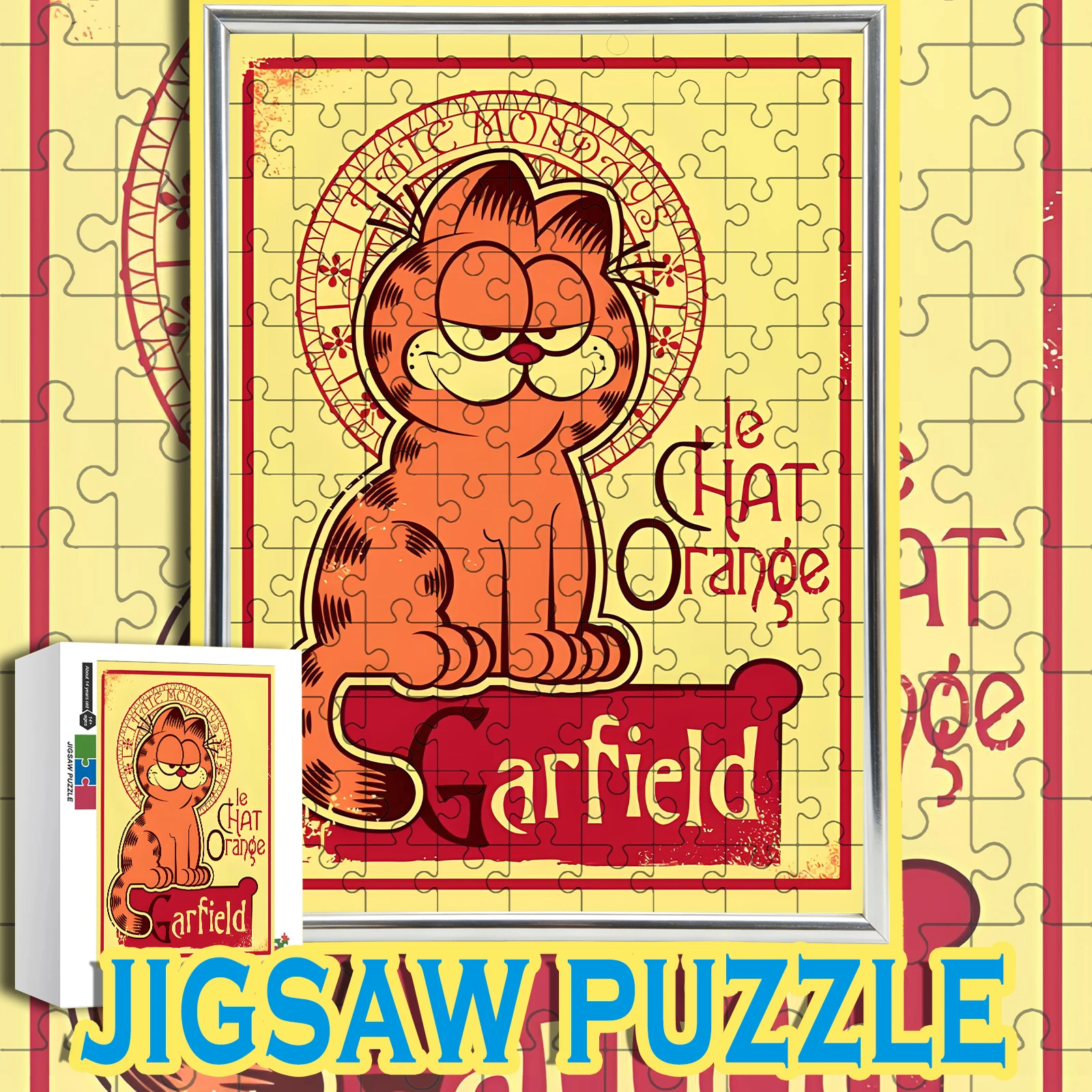 

Деревянный пазл в стиле ретро-арт с Гарфилдом (Le Chat), оранжевый, 108-1000 деталей, для домашнего декора