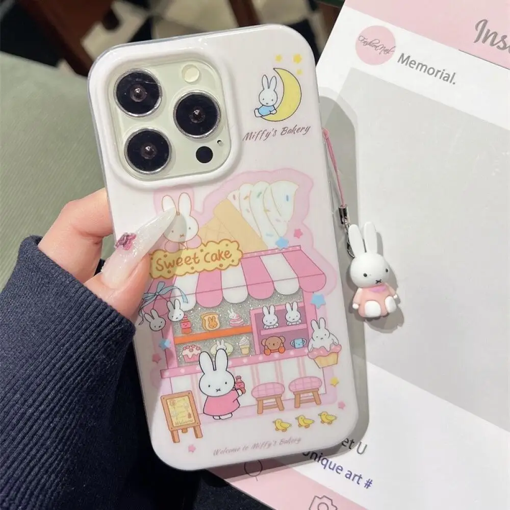 Miffy Rabbit Style Hollowed Out Glitter Rabbit Dessert Store Is Suitable for Iphone16 15 14 13Promax Series Phone Cases