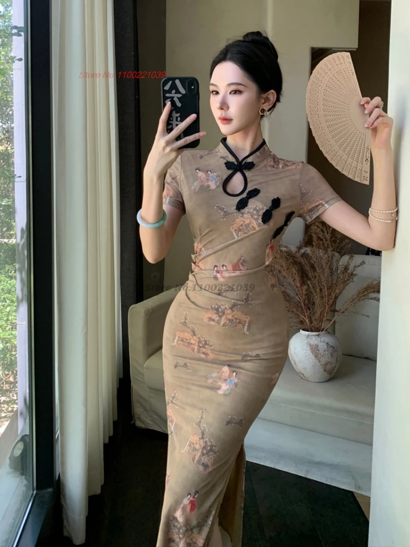 2026-chinese-sexy-dress-improved-qipao-retro-flower-print-mesh-cheongsam-elegant-nightclub-banquet-evening-dress-qipao-vestido