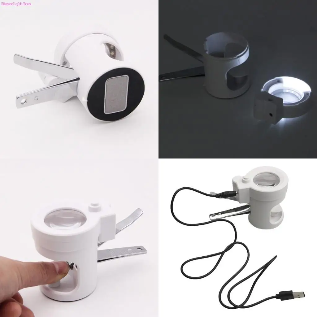 

D0JC 1 Set Nails Clippers Magnifier 8X Magnification Lens Nails Trimmer with Power Cable
