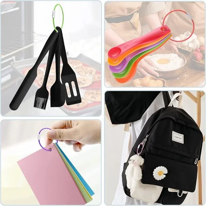 Obrázek 4: 6/12pcs multi-color wear-resistant drát lano klíč prsten hardware malý klíč prsten odnímatelné drát lano prsten boule zamknout příslušenství.