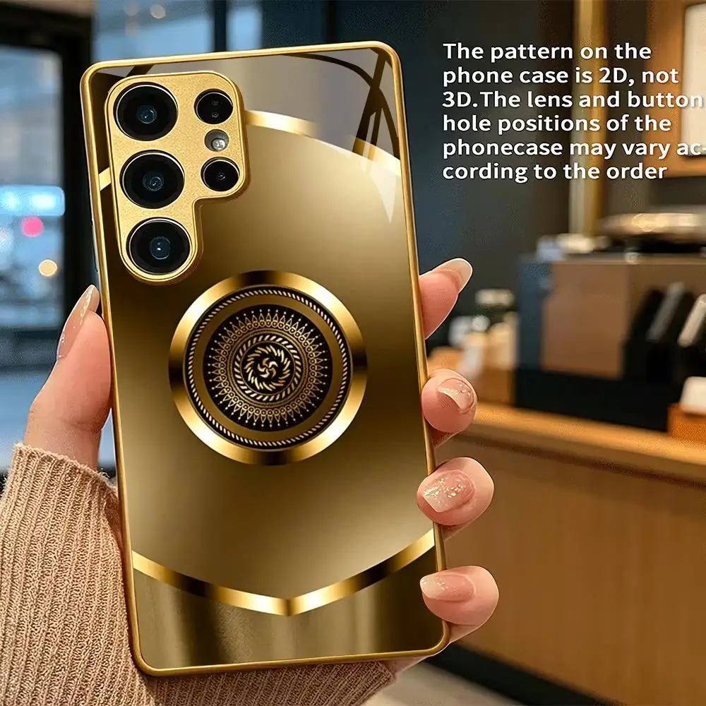 Fashion circle electroplated glass phone case suitable for Samsung Galaxy S26 S25 S24 S23 S22 S20 FE/Ultra/Plus5G anti drop