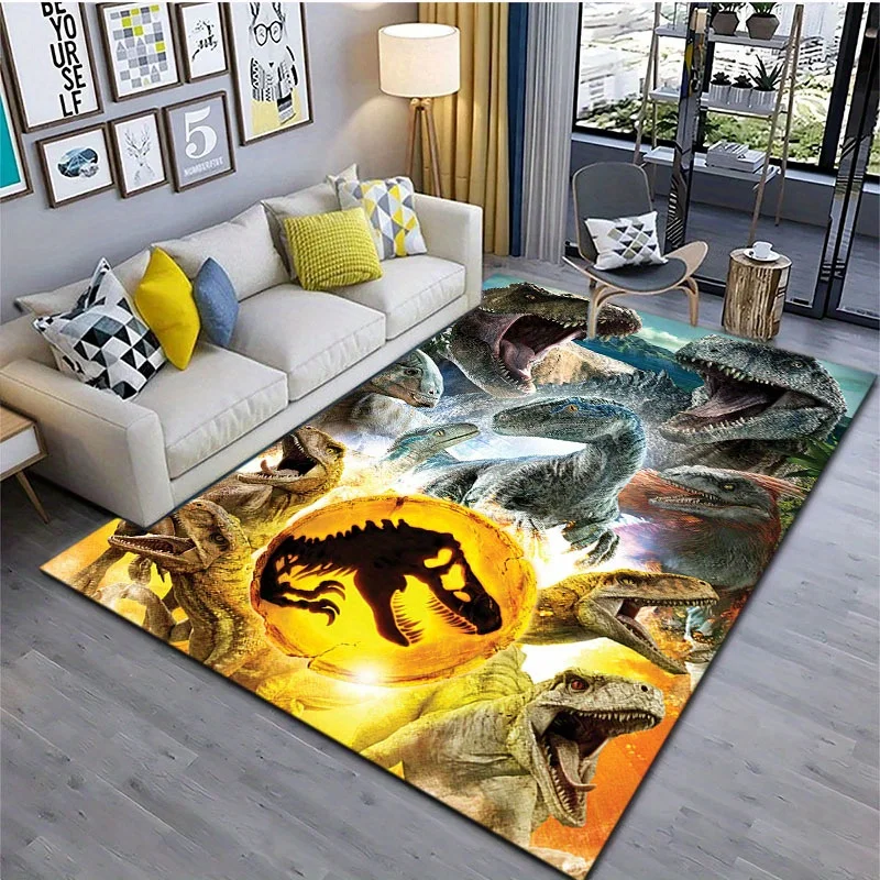 800g Heavy Duty Dinosaur Mat,Vibrant T-Rex Velociraptor Digital Print, Large Size for Indoor Outdoor Living Room Kitchen Camping