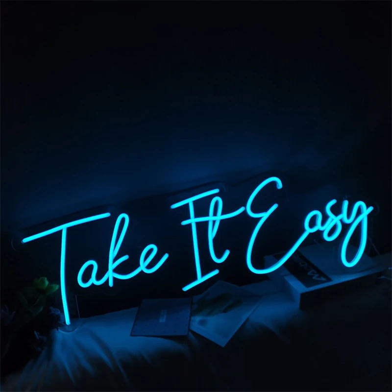 Ineonlife Take It Easy Neon Sign Custom Led Billboard Light Bedroom Personalized Home Encourage Office Childroom Wall Decor Lamp