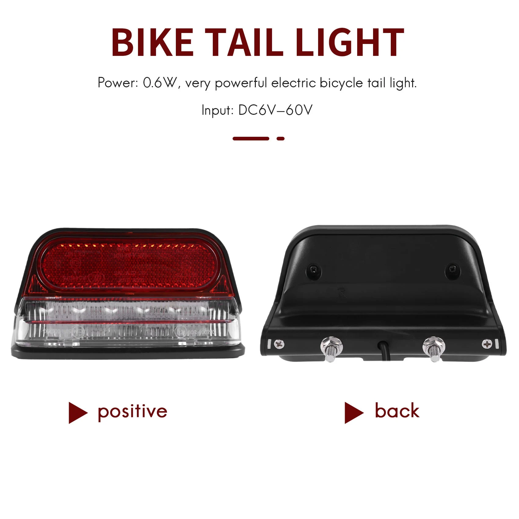 دراجة كهربائية ضوء ل Ebike الضوء الخلفي تيار مستمر 6 فولت 12 فولت 24 فولت 36 فولت 48 فولت 60 فولت دراجة E-الدراجة الخلفية الذيل ضوء الدراجات اكسسوارات G