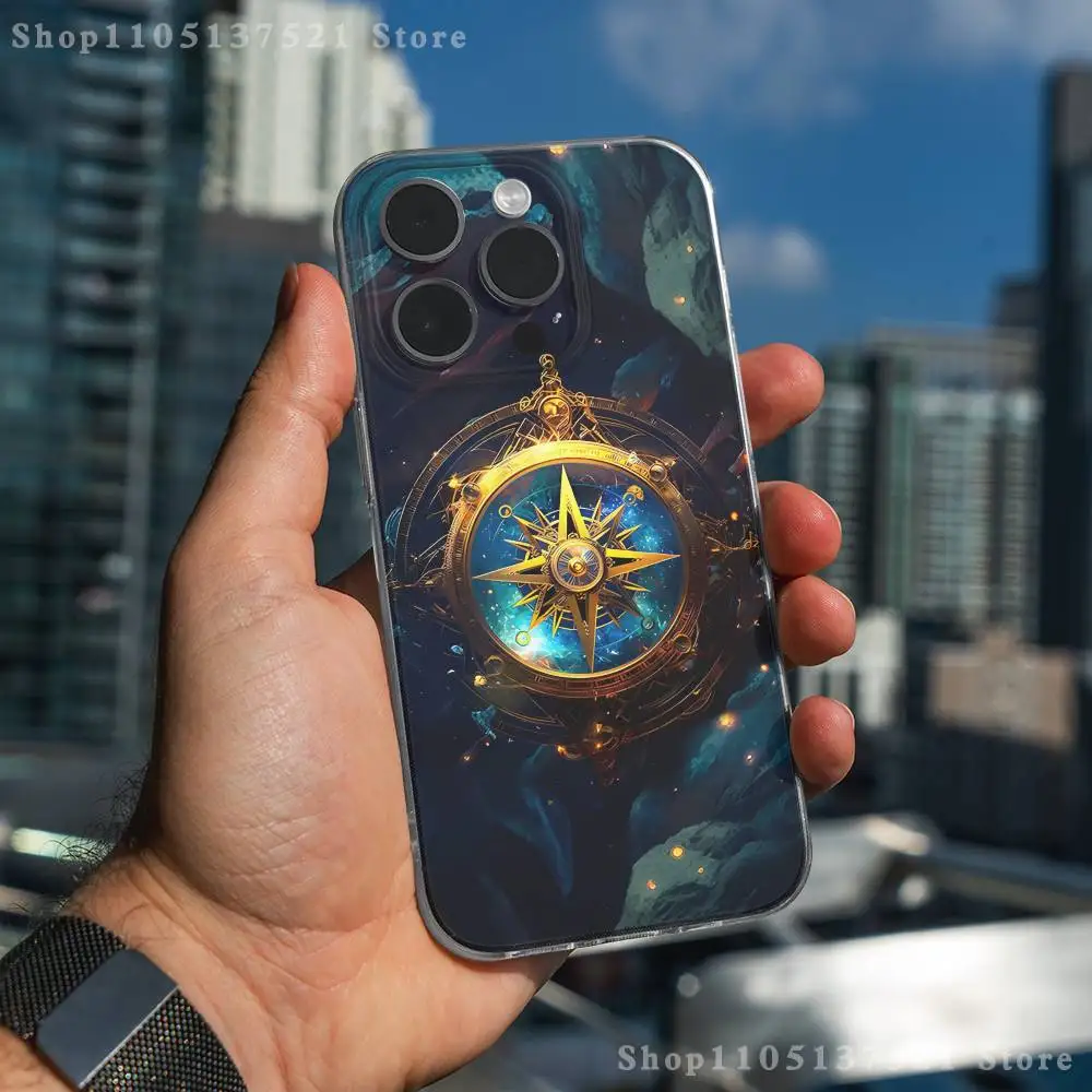 Funda de teléfono con brújula para iPhone 17,16,15,14,13,12,11 Pro,Max,Plus,X,XS,XR,SE4,E Mini funda suave transparente