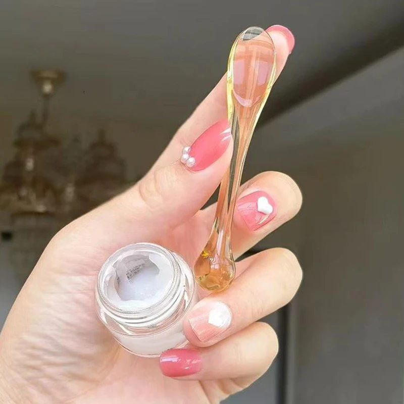 3pcs Acrylic Cosmetic Spatulas Scoop With Bottle,Face Cream Mask Mud Mixing Spoon,Beauty Tools Absorb Roller Facial Applicator