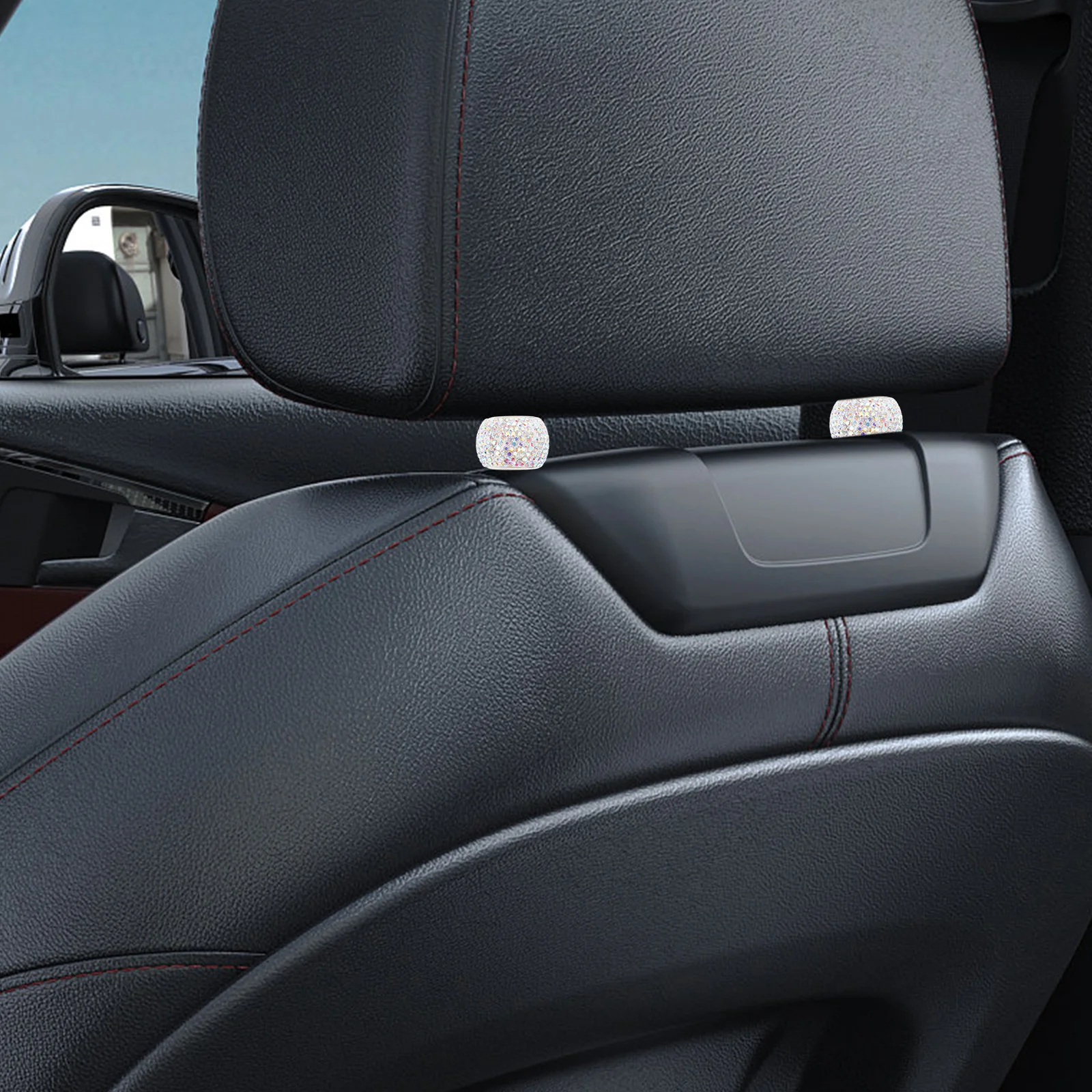 

Bling Car Headrest Collars Rhinestone Rings Universal Fit Suv Truck Seat Protection Stylish Durable Easy Installation Sparkly