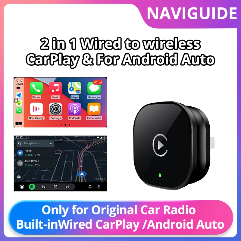 

2in1 AI Smart Box Car Intelligent Systems Wireless CarPlay Dongle Wireless Android Auto Adapter For Car With Wired CarPlay