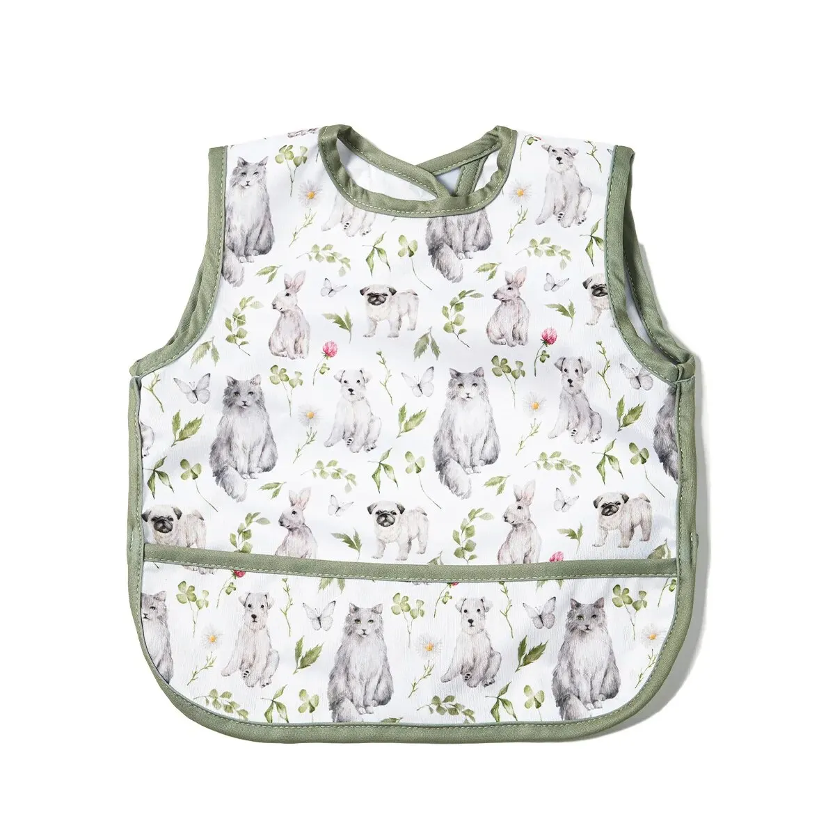 Waterproof Bib With Cute Printing Sleeveless Art Smock Feeding Bib Apron For Kids Accessories 0-3 Years