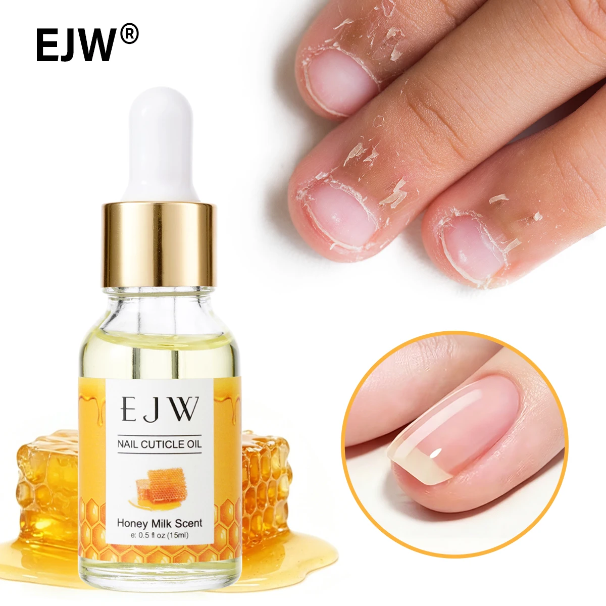 Honey Nail Oil Cuticle - Nail Strengthener Serum for Brittle Peeling Breaking Thin Nails,Fast-Absorbing Hydrating Nail Pen