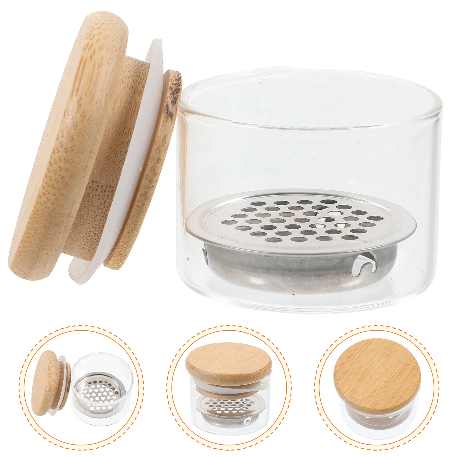 Piatto per unghie in vetro con coperchio Maglia in acciaio inossidabile per unghie acriliche Strumento per manicure Piatto Dappen Supporto per polvere liquida Salone Casa