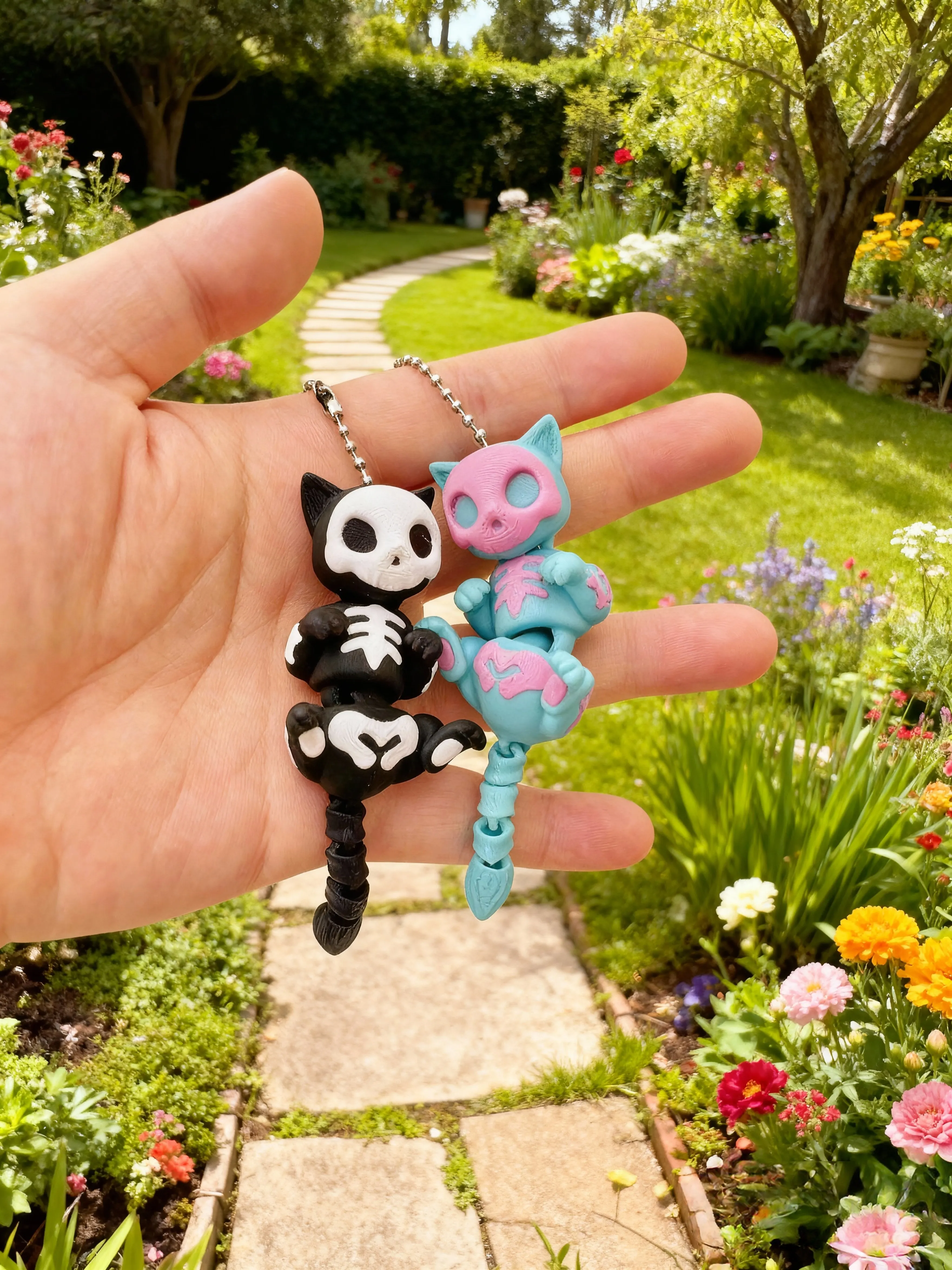 1/2 Piece - 3D Printed Articulated Skeleton Cat, Bone Cat Pendant, Birthday Wedding Gift, New Year Indoor and Outdoor Hanging Decoration, Car Interior Hanging Ornament