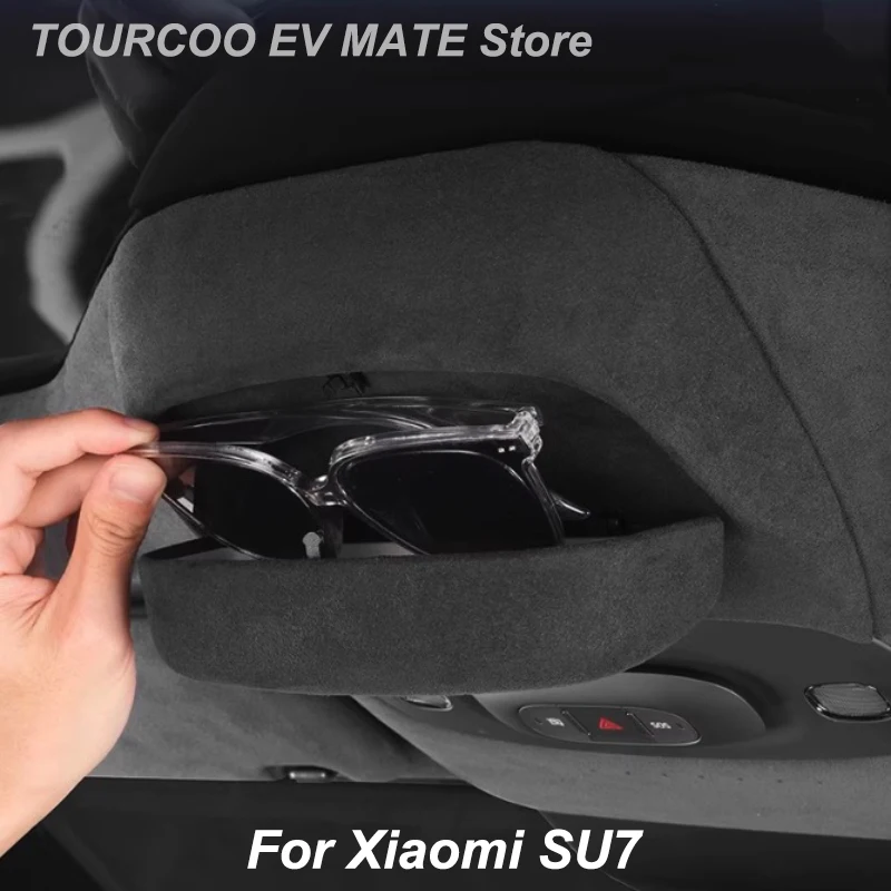 

For Xiaomi SU7 24-25 Car Roof Sunglasses Storage Box Suede Sunglasses Holder Auto Modified Accessories