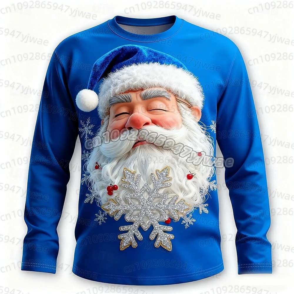 2026 Weihnachts-T-Shirts für Männer mit Weihnachtsmann-Print, Langarm-T-Shirt mit Rundhalsausschnitt, Trendige Streetwear für Weihnachtsfeiern, Herbst-T-Shirt für Männer und Frauen – Detail 17