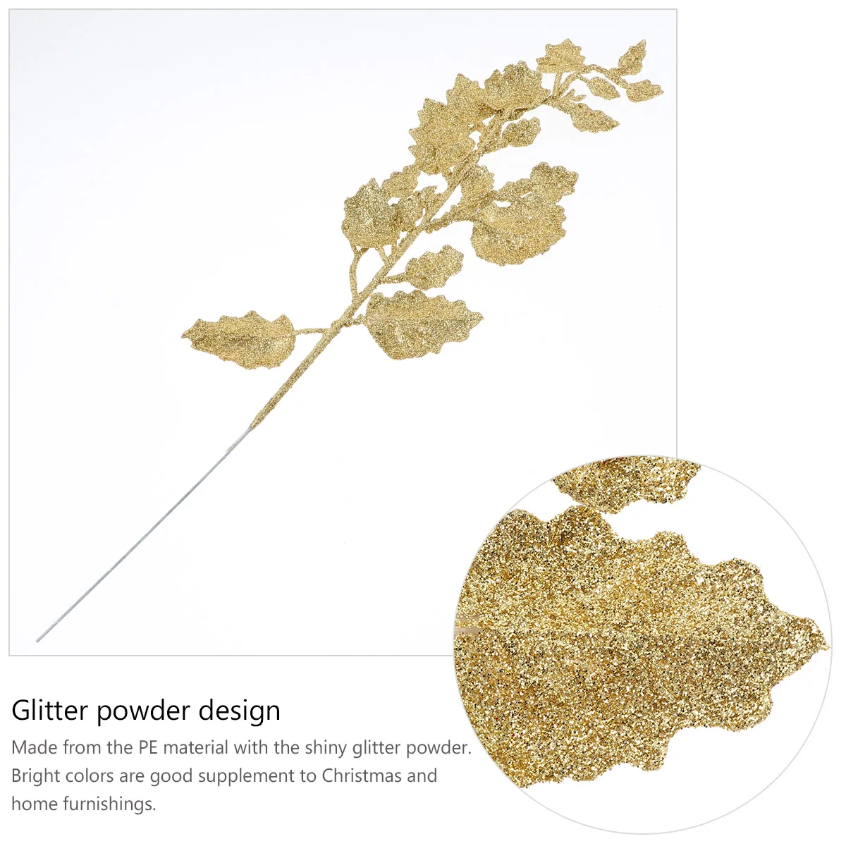 

10 Pcs Simulated Leaves Glitter Christmas Decor Faux Spray nament Bay Party Craft Holiday Floral Arrangement