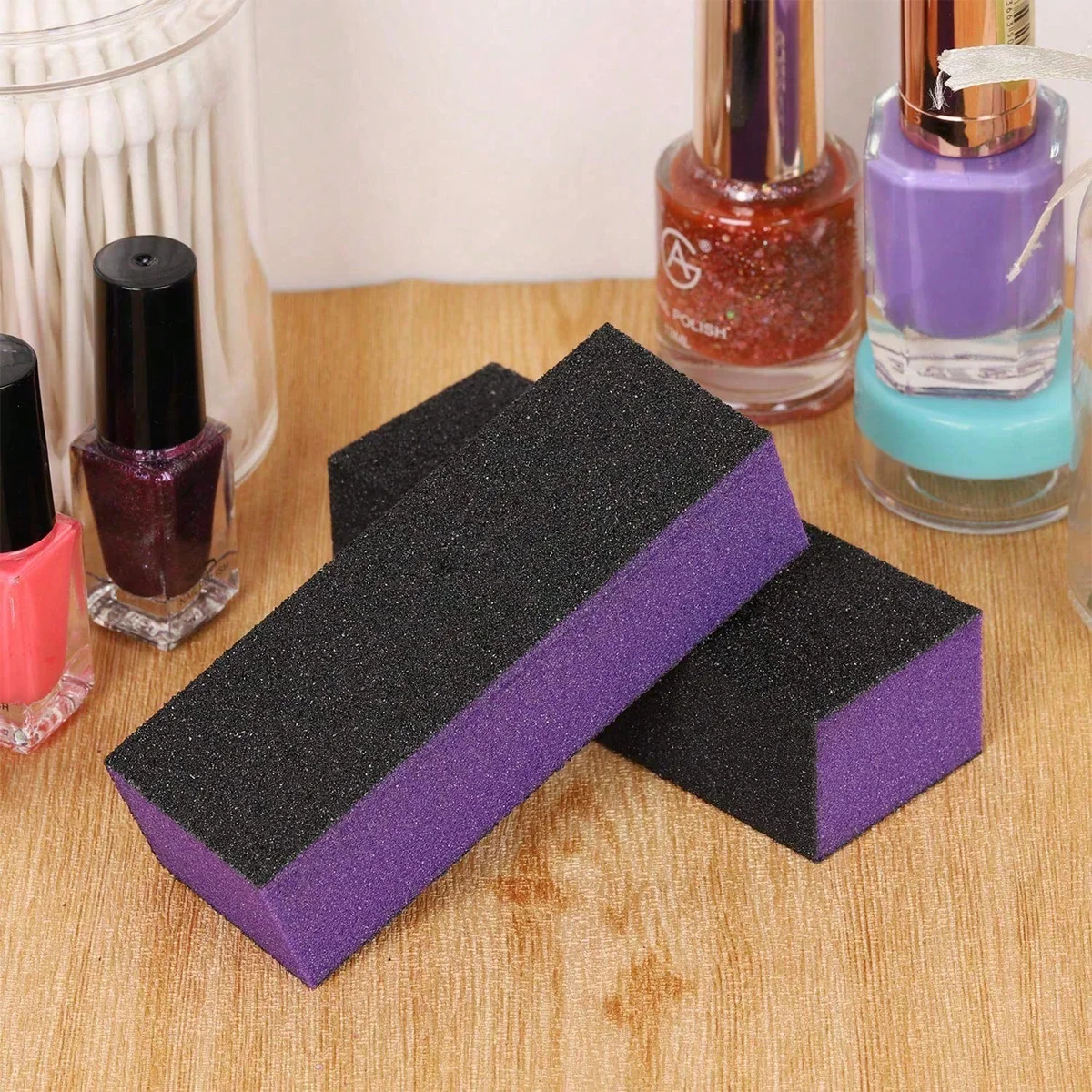 10 Stück/20 Stück 3-seitiger Nagelpufferblock 100/180 Körnung, Professionelle Maniküre-Pediküre-Nagelfeile, Schwarz-Lila Nagelkunst-Werkzeug – Detail 2