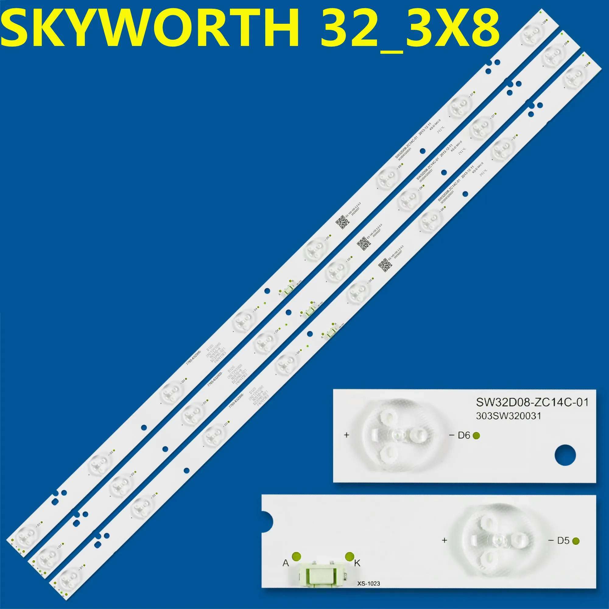595MM LED Backlight Strip 8lamps SKYWORTH 32_3X8 NEXT-YE-32E36S SW32D08-ZC14C-01 DL3270 Monitor Panel SH32MJE8MY3024000235