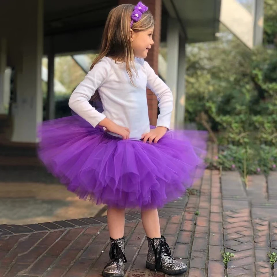 Solid Purple Tutu Skirt Outfit for Baby Girls Birthday Party Tutus Halloween Costumes for Kids Toddler Photo Shoot Tulle Skirts