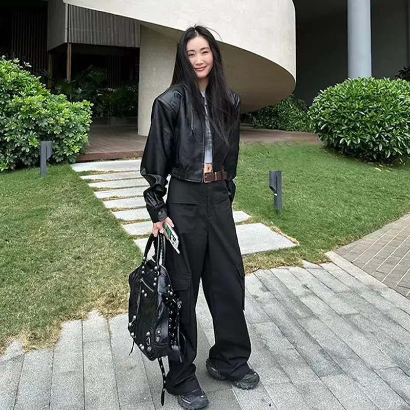 

Женские утепленные куртки-бомберы больших размеров, женская одежда Y2K, модный винтажный стиль, отложной воротник, пуговицы, длинный передний карман