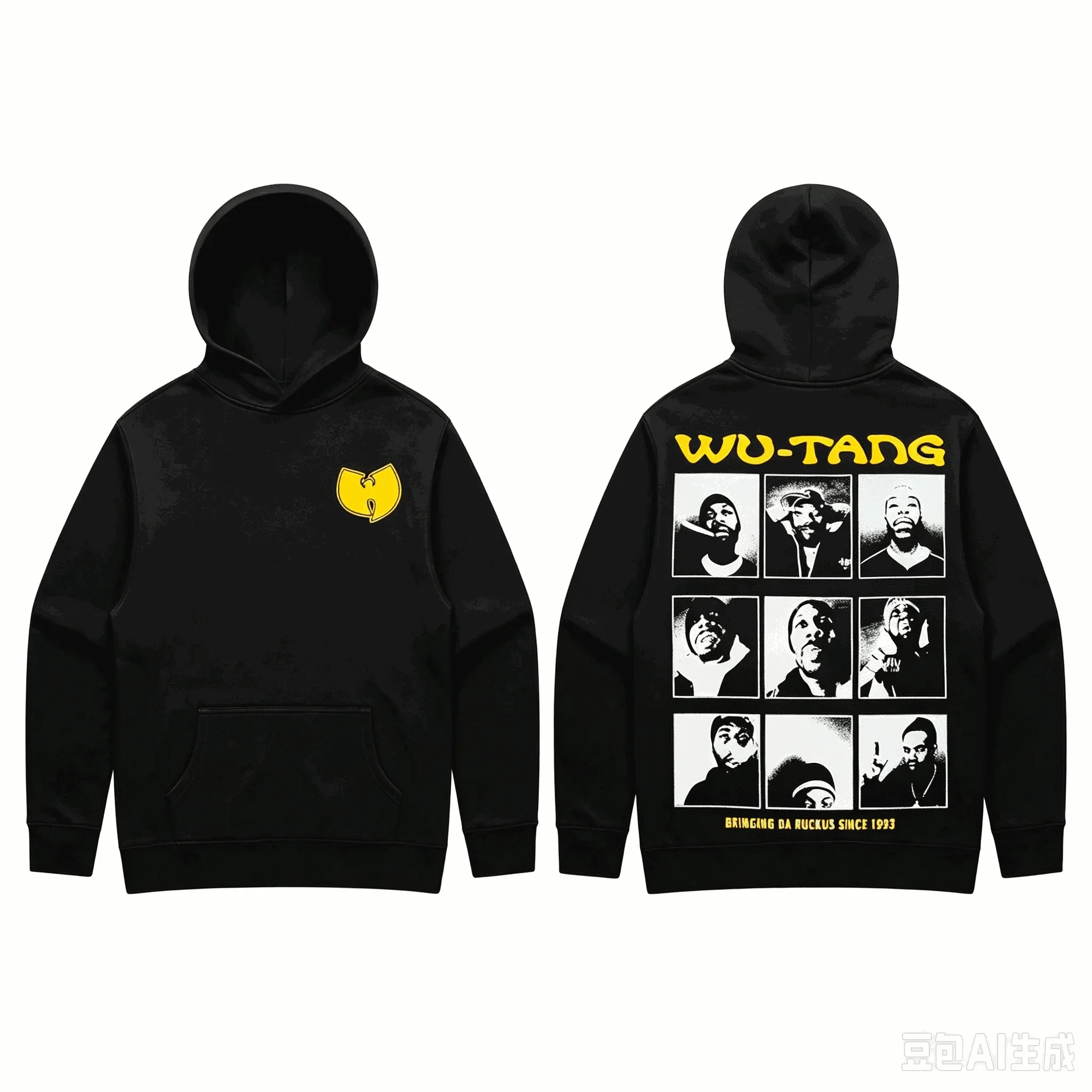 Hot Sale Wu‑Tang Clan 9‑Member Grid Double‑Sided Print Hoodie Unisex Hip Hop Harajuku Hoodie Gothic Cotton Oversized Sweatshirt