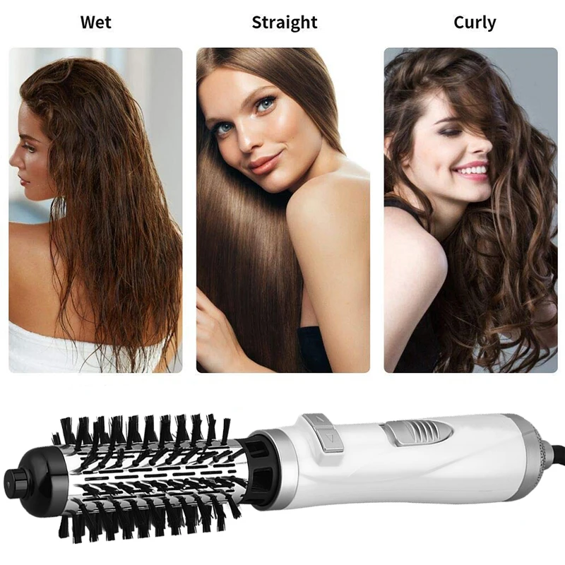 2 In 1 Hot Air Brush One Step Hair Dryer Brush Volumizer Dry Rotating Electric Straighten Curl Comb Negative Ionic Hair Styler