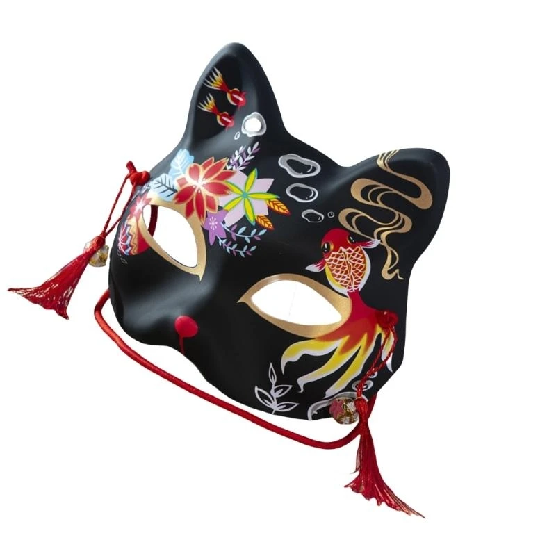 39BD Hand bemalte Füchse Maske halbe Gesichtsmaske Maskerade -Dekorationsmaske