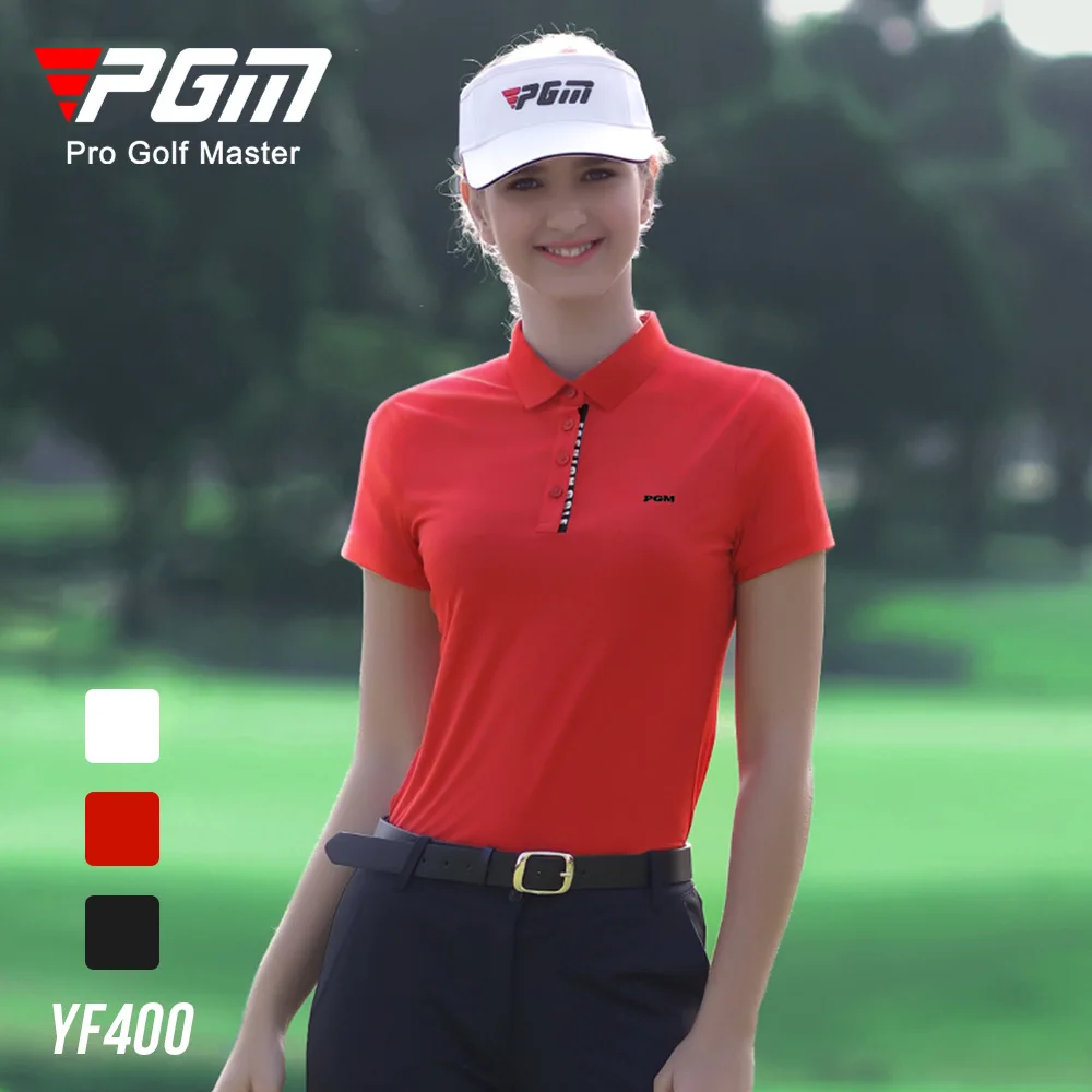 PGM Golf Women\'s T-Shirts Sports Leisure Summer Short Sleeve Lady Clothing Elasticity Quick Dry Breathable YF400 Wholesale