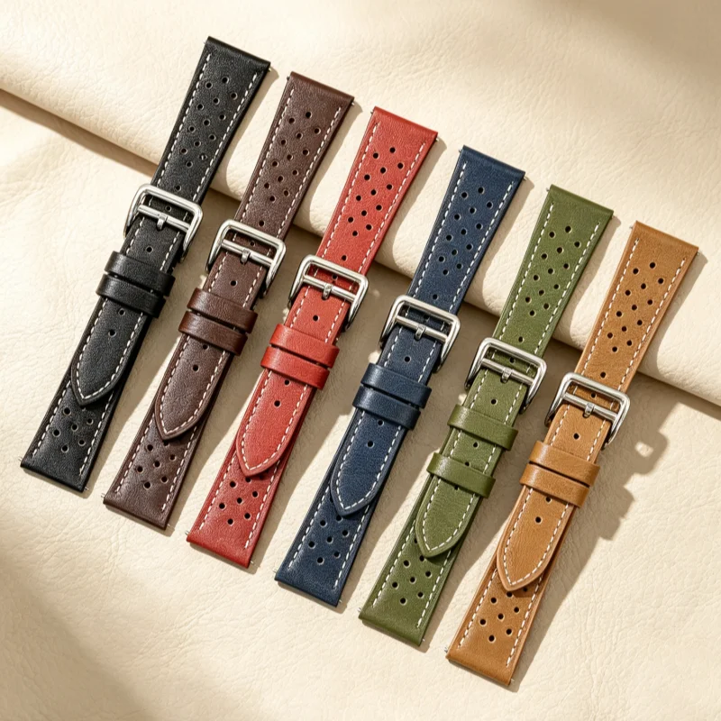 Quick Release Watch Strap 20mm 22mm Standard Flat‑Lug Vintage Gradient Oil‑Wax Leather Band for Tissot Longines Mido Seiko