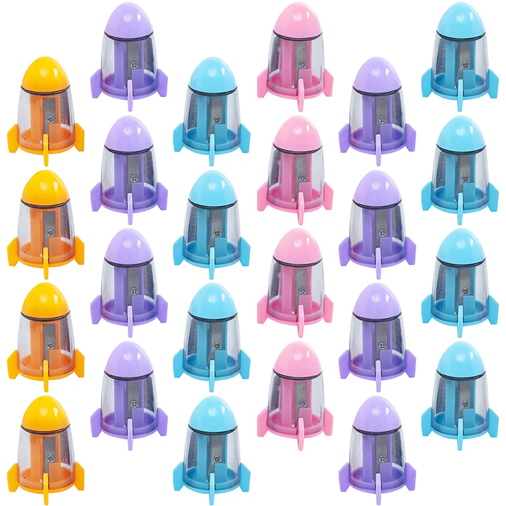 

24pcs Rocket Sharpener Small Pencil Kids School Supplies Handheld Multifunction Student Creative Design Colorful Sharpeners