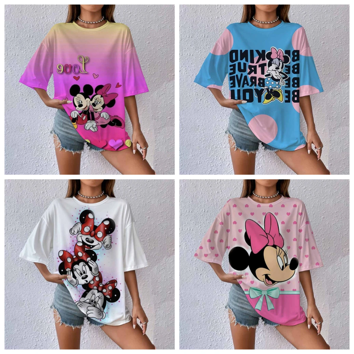 

New Mic key Mouse T Shirts Clothes Summer Dis ney T-Shirts Clothing Cartoons Kawaii Fashion Anime Tees Tops Women Tee Shirts