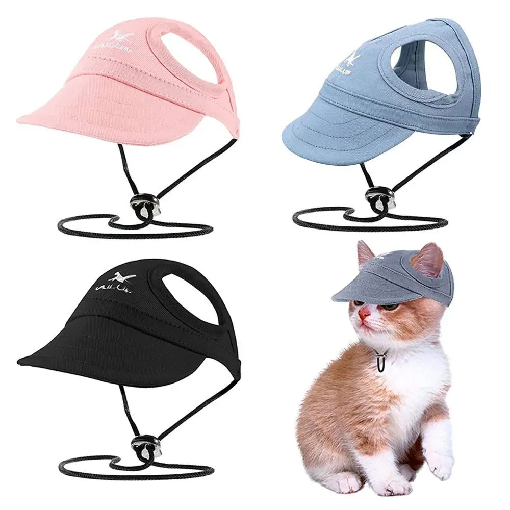 Pet Baseball Hat Outdoor Cat Dog Adjustable Peaked Cap Visor Hat Summer Pet Travel Sports Sun Cap With Ear Holes