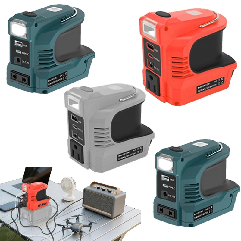 

110V/220V Inverter Power Station For Dewalt/Milwaukee/Makita/Bosch18V Battery 180W LED Outdoor Camping Adapter Power Supply Tool