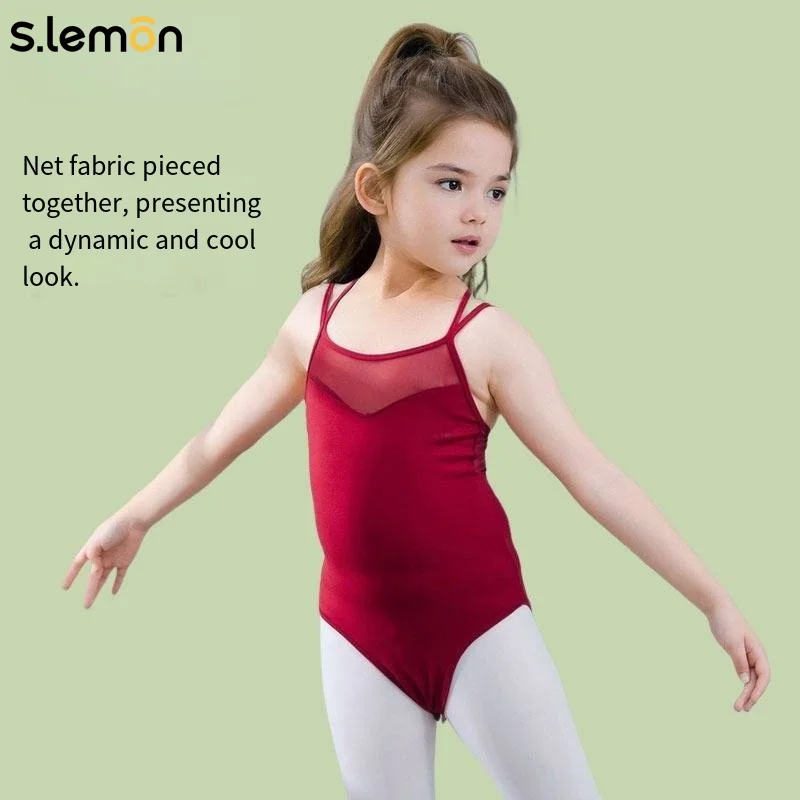 S.lemon Bambino Ragazze Balletto Body Sling Maglia Costume da ballo Bambini Ginnastica Outfit Estate Performance Wear 90-150 CM
